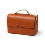 Brown leather wooden size Hamper