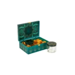 Luxury Emerald Green Dry Fruit Gift Box with Glass Jar – Premium Satin Lined Decorative Hamper for Wedding, Diwali & Festive Gifting